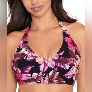 NWT SkinnyDippers Floral Mowie Plunge Halter Swim Top